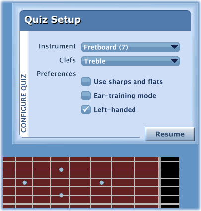 For ear-training mode, check the option in NoteCard's quiz set-up task